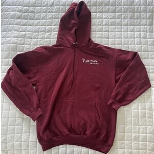 THE FLORIDIAN Adult Hoodie Burgundy Pullover Los Olas Ft Lauderdale CHAMPION | L